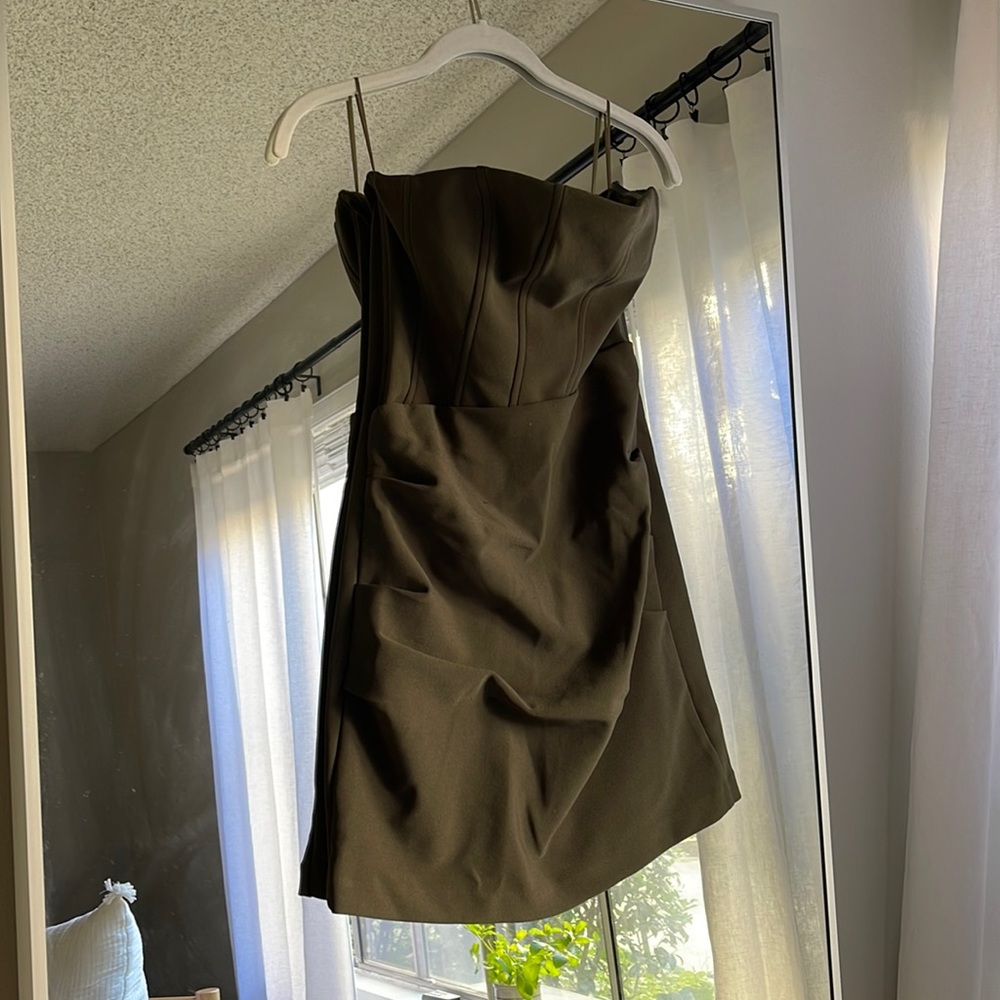 Strapless Green Fitted Mini Dress